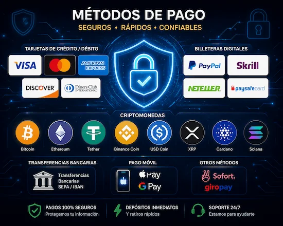Métodos de pago seguros para depósitos y retiros en el casino online de Chile.